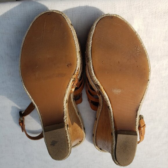 MICHAEL KORS | Tan Leather Slingback Wedge Heels - Picture 9 of 13